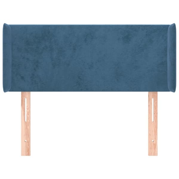 sengegavl med kanter 83x16x78/88 cm fløjl mørkeblå