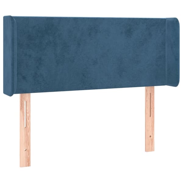sengegavl med kanter 83x16x78/88 cm fløjl mørkeblå