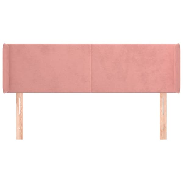 sengegavl med kanter 147x16x78/88 cm fløjl lyserød