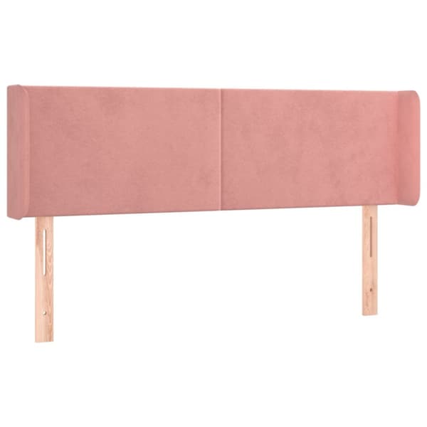sengegavl med kanter 147x16x78/88 cm fløjl lyserød