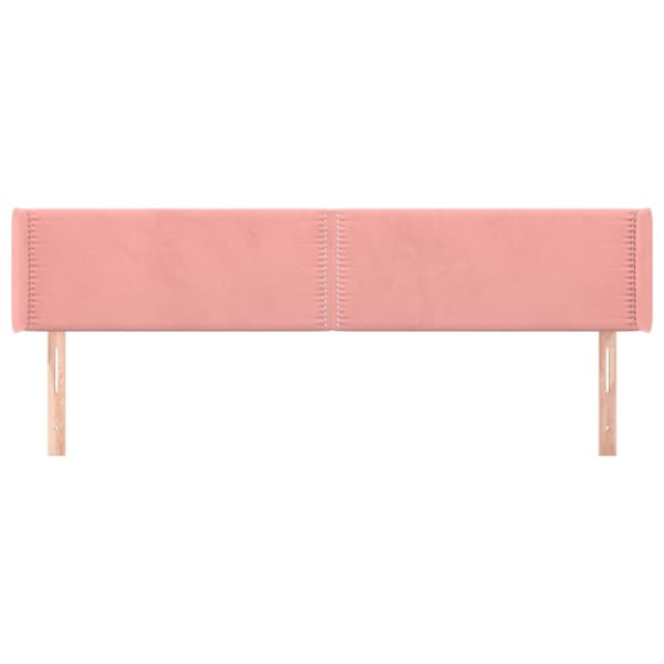 sengegavl med kanter 183x16x78/88 cm fløjl lyserød