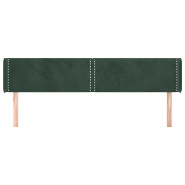 sengegavl med kanter 183x16x78/88 cm fløjl mørkegrøn