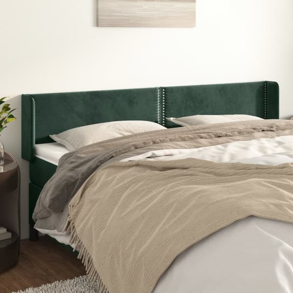 sengegavl med kanter 183x16x78/88 cm fløjl mørkegrøn