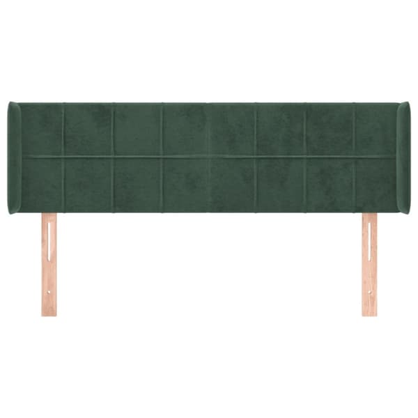 sengegavl med kanter 147x16x78/88 cm fløjl mørkegrøn