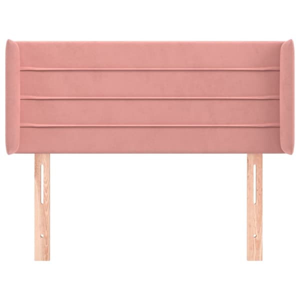 sengegavl med kanter 103x16x78/88 cm fløjl lyserød
