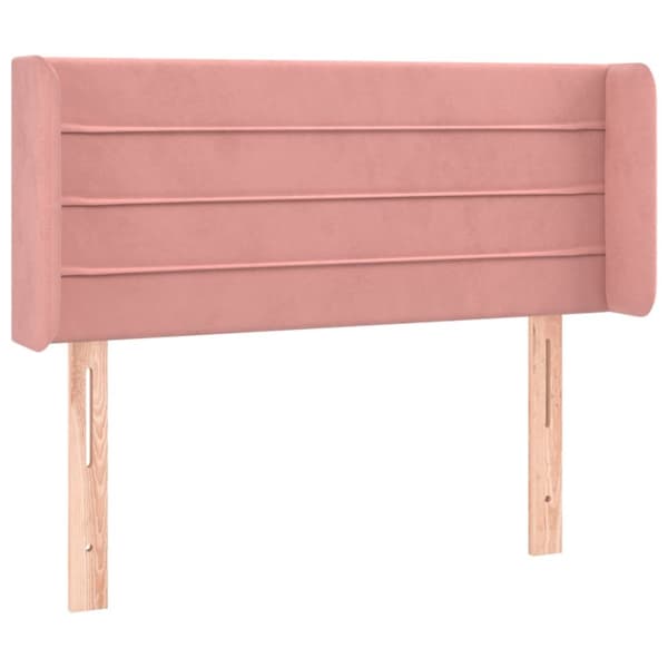sengegavl med kanter 103x16x78/88 cm fløjl lyserød