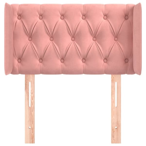 Sänggavel med kanter rosa 83x16x78/88 cm sammet