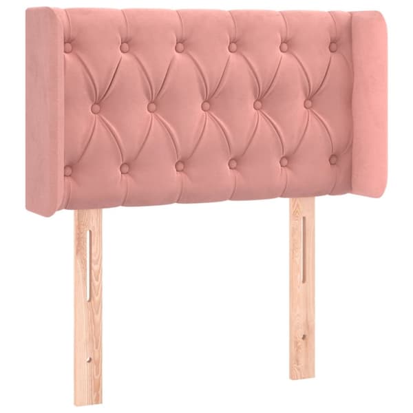 Sänggavel med kanter rosa 83x16x78/88 cm sammet