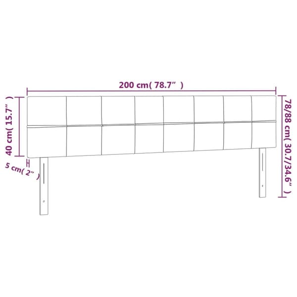sengegavl med LED-lys 200x5x78/88 cm stof gråbrun