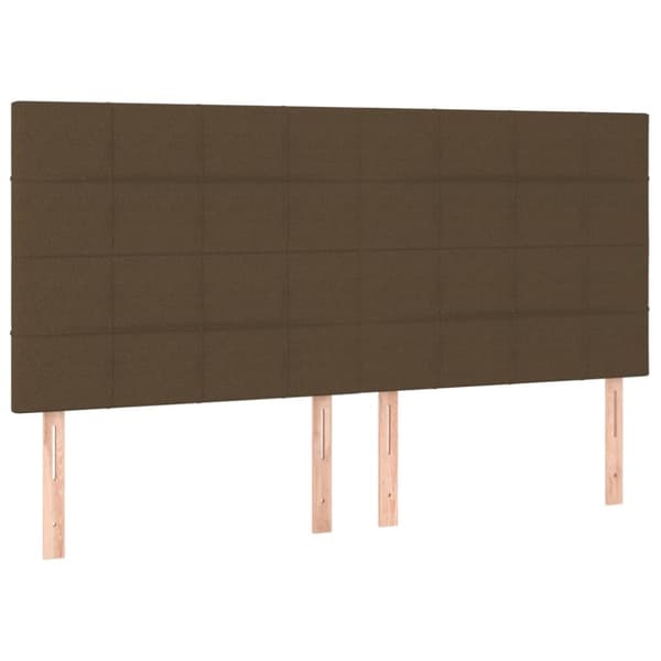 sengegavl med LED-lys 160x5x118/128 cm stof mørkebrun