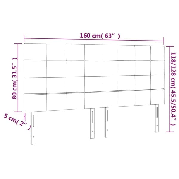 sengegavl med LED-lys 160x5x118/128 cm stof mørkebrun