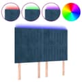 Pikkukuva 2 / 6: Sänggavel LED mörkblå 144x5x118/128 cm sammet