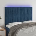 Pikkukuva 1 / 6: Sänggavel LED mörkblå 144x5x118/128 cm sammet