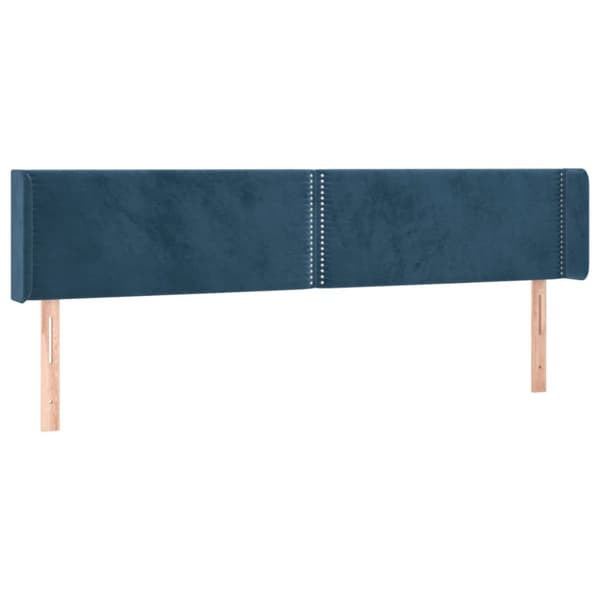 Sängyn pääty LED tummansinisellä 203x16x78/88 cm samettia