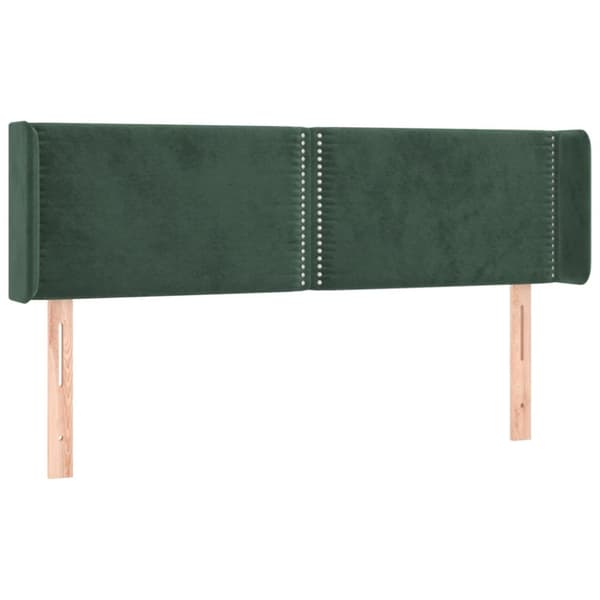 sengegavl med LED-lys 147x16x78/88 cm fløjl mørkegrøn