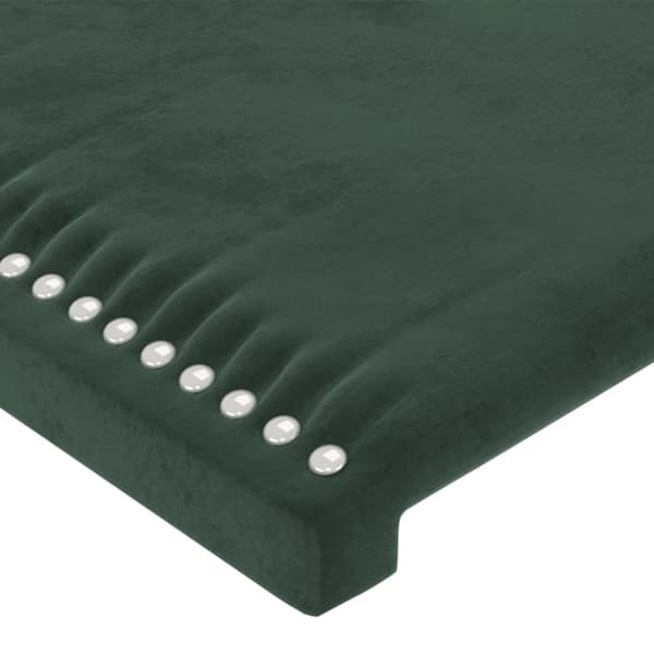 sengegavl med LED-lys 147x16x78/88 cm fløjl mørkegrøn