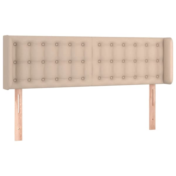 sengegavl med LED-lys 147x16x78/88cm kunstlæder cappuccino