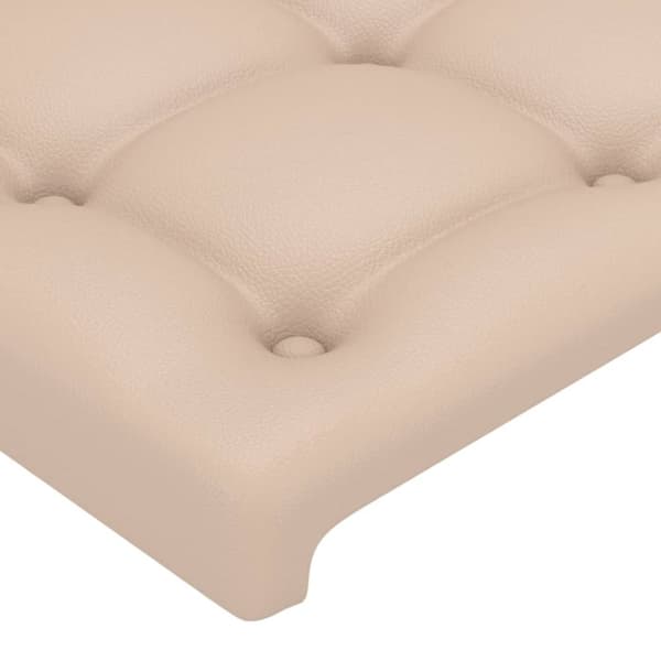 sengegavl med LED-lys 147x16x78/88cm kunstlæder cappuccino