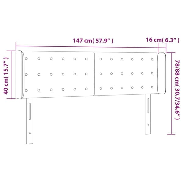 sengegavl med LED-lys 147x16x78/88cm kunstlæder cappuccino
