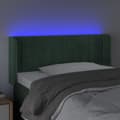 Pikkukuva 4 / 6: Sängyn pääty LED-valolla, tummanvihreä, 93x16x78/88 cm, samettia