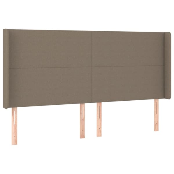 Sängyn pääty LED-valolla, taupe, 163x16x118/128 cm, kangas