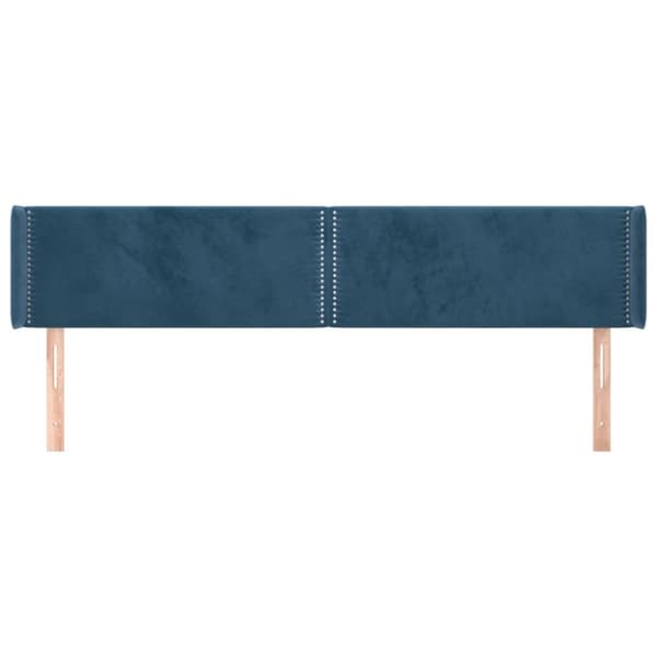 sengegavl med kanter 163x16x78/88 cm fløjl mørkeblå