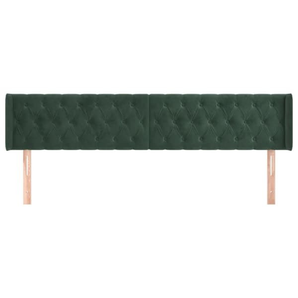 sengegavl med kanter 183x16x78/88 cm fløjl mørkegrøn