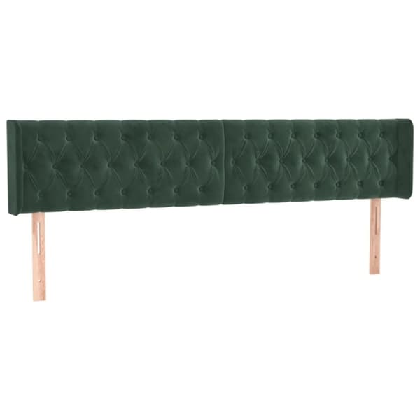 sengegavl med kanter 183x16x78/88 cm fløjl mørkegrøn
