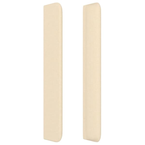 sengegavl med kanter 183x16x118/128 cm stof cremefarvet