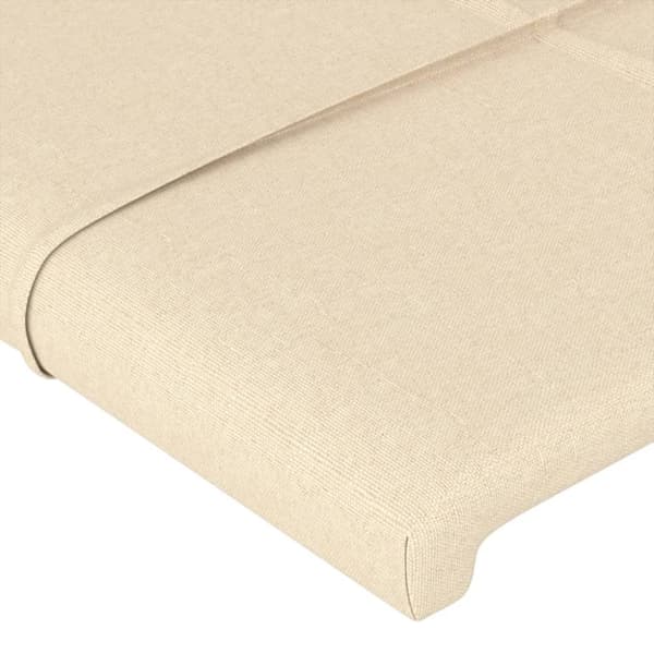sengegavl med kanter 183x16x118/128 cm stof cremefarvet