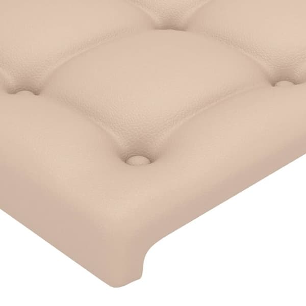 sengegavl med kanter 147x16x118/128 cm kunstlæder cappuccino