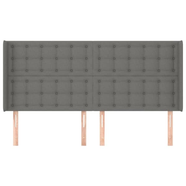 sengegavl med kanter 203x16x118/128 cm stof mørkegrå