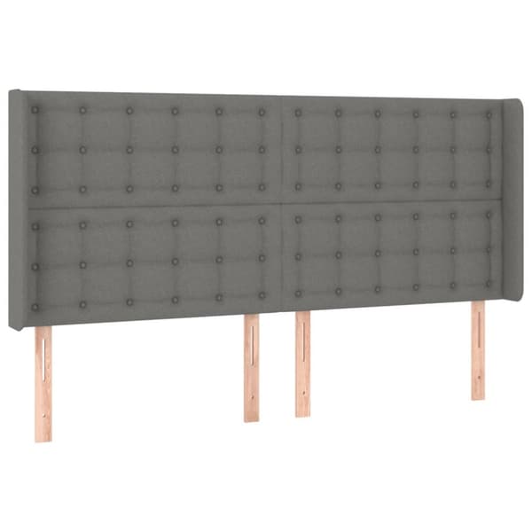 sengegavl med kanter 203x16x118/128 cm stof mørkegrå