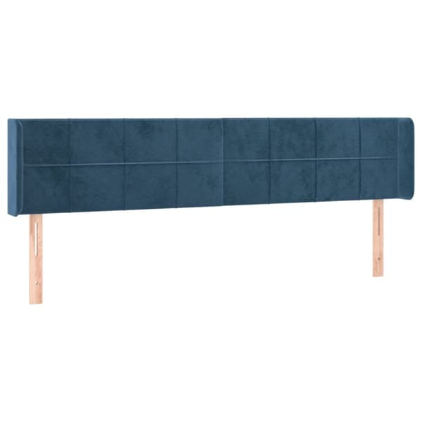 Sängyn pääty LED tummansinisellä 163x16x78/88 cm samettia