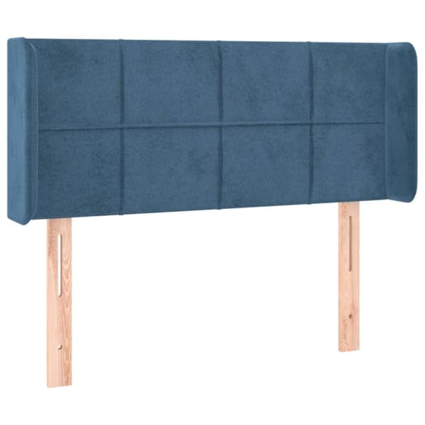 sengegavl med LED-lys 103x16x78/88 cm fløjl mørkeblå
