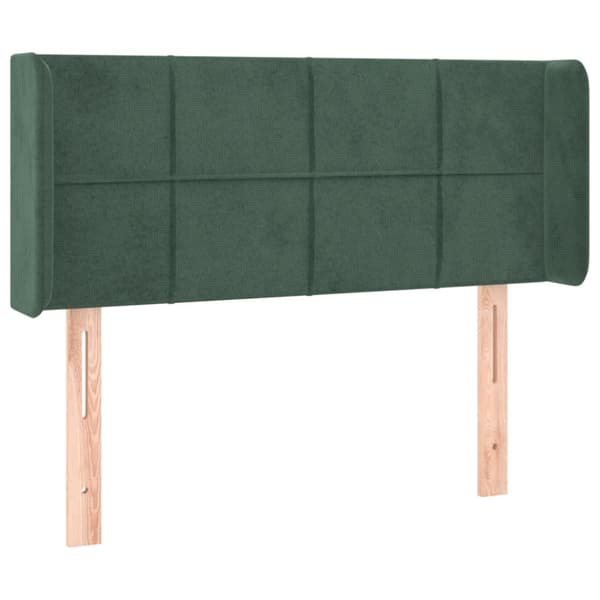 sengegavl med LED-lys 93x16x78/88 cm fløjl Mørkegrøn