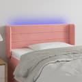 Pikkukuva 1 / 6: Sängyn pääty LED-valolla, pinkki, 93x16x78/88 cm, sametti