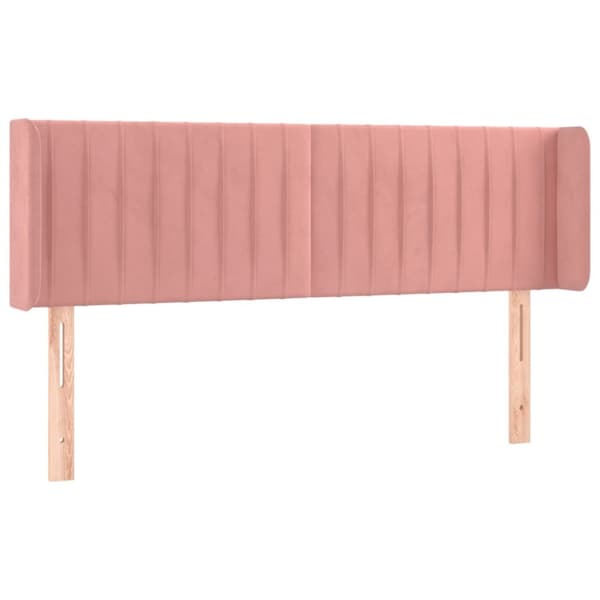 sengegavl med LED-lys 147x16x78/88 cm fløjl lyserød