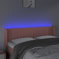 Miniatyrbillede 4 af 6: sengegavl med LED-lys 147x16x78/88 cm fløjl lyserød