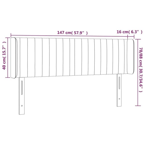 sengegavl med LED-lys 147x16x78/88 cm fløjl lyserød