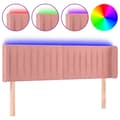 Miniatyrbillede 2 af 6: sengegavl med LED-lys 147x16x78/88 cm fløjl lyserød