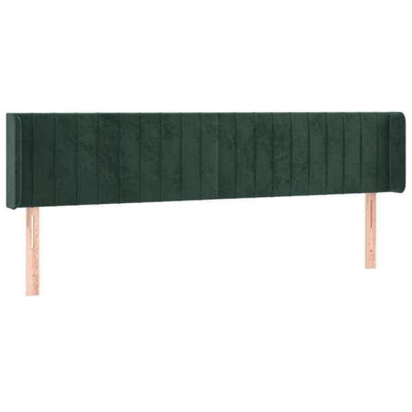 sengegavl med LED-lys 163x16x78/88 cm fløjl mørkegrøn