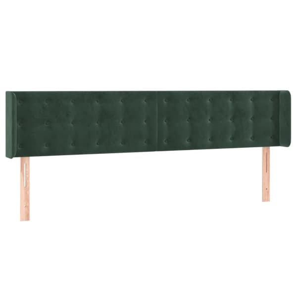 sengegavl med LED-lys 203x16x78/88 cm fløjl mørkegrøn