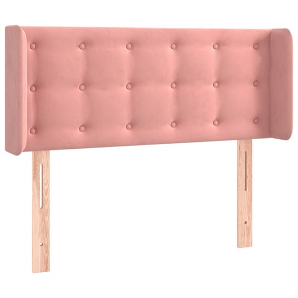 sengegavl med LED-lys 83x16x78/88 cm fløjl lyserød