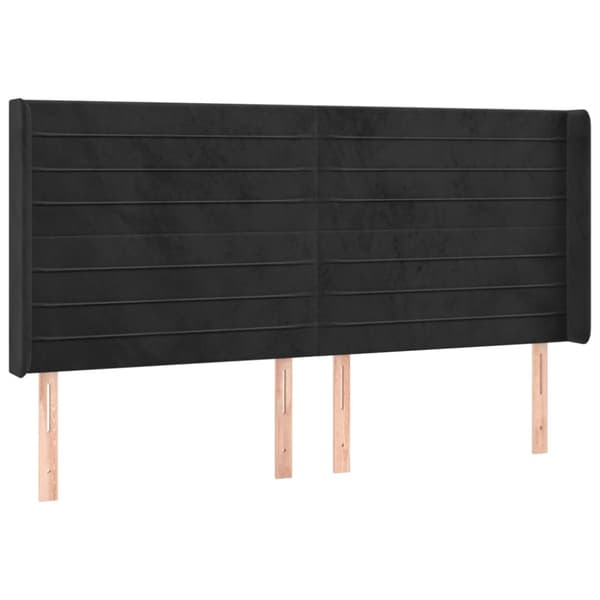 sengegavl med LED-lys 183x16x118/128 cm fløjl sort
