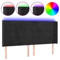 Miniatyrbillede 2 af 7: sengegavl med LED-lys 183x16x118/128 cm fløjl sort