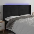 Miniatyrbillede 1 af 7: sengegavl med LED-lys 183x16x118/128 cm fløjl sort