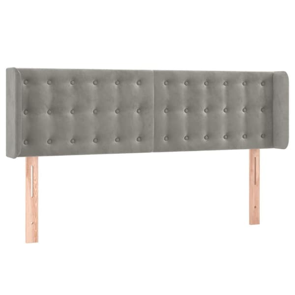 sengegavl med LED-lys 147x16x78/88 cm fløjl lysegrå