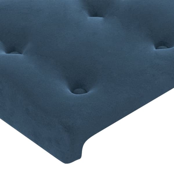 sengegavl med LED-lys 147x16x118/128 cm fløjl mørkeblå