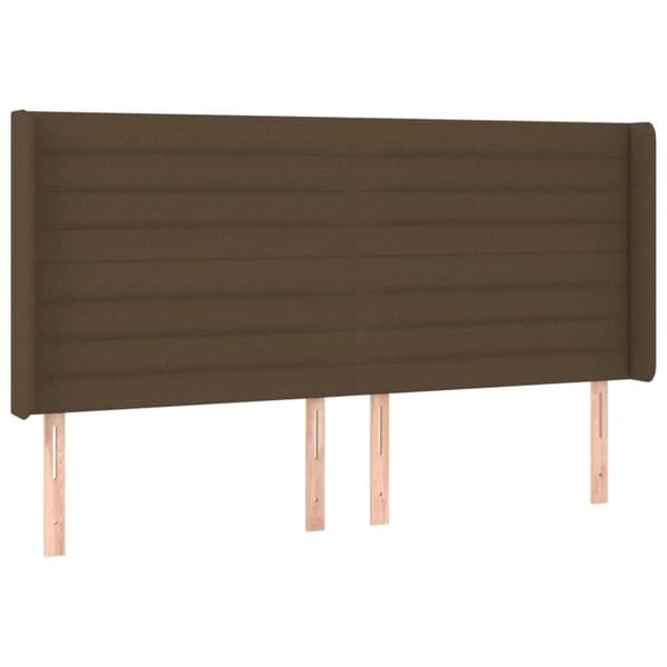 sengegavl med LED-lys 203x16x118/128 cm stof mørkebrun